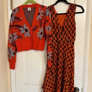 Cabi bloom cardigan and flip reversible dress set both xs